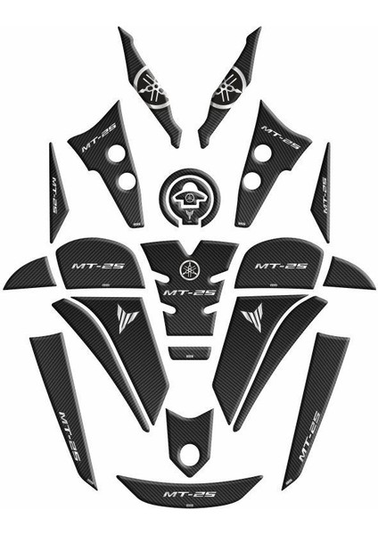 Yamaha Mt25 2020 - 2024 Uyumlu Full Tank Pad Set 007