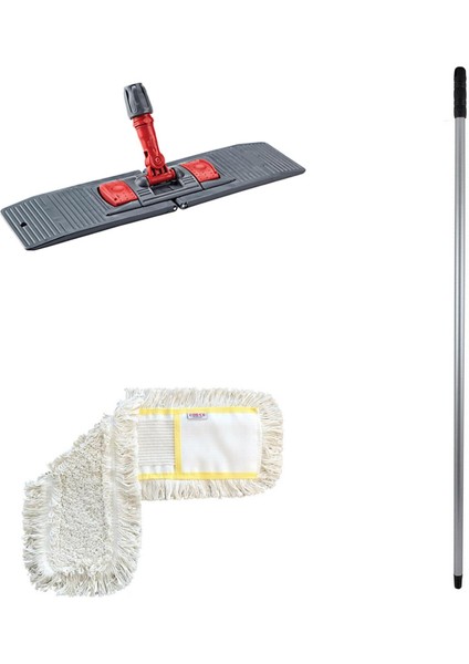 Tablet Palet Nemli Yedek Mop Takımı - 3 Ad 80 Cm. Mop + Katlanır Aparat + Metal Vidalı Sap