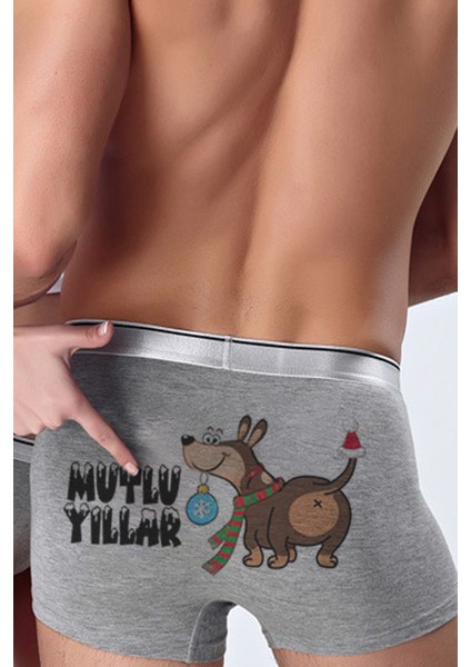 Köpek Karikatürlü Yılbaşı Boxer