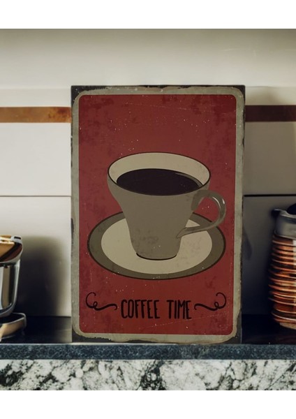 Coffee Time Ahşap Poster