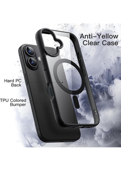 Apple iPhone 16 Plus Kılıf Krom Mika Magsafe Arkası Şeffaf Hassas Butonlu Mat Yumuşak Renkli Kenarlı
