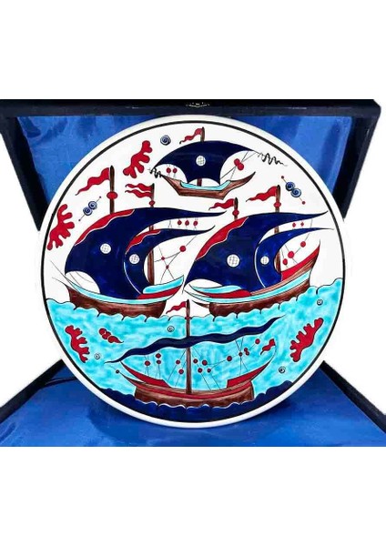 Batık Kalyon 30CM Iznik Çini Tabak