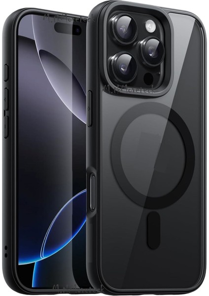 Apple iPhone 16 Pro Kılıf Krom Mika Magsafe Arkası Şeffaf Hassas Butonlu Mat Yumuşak Renkli Kenarlı