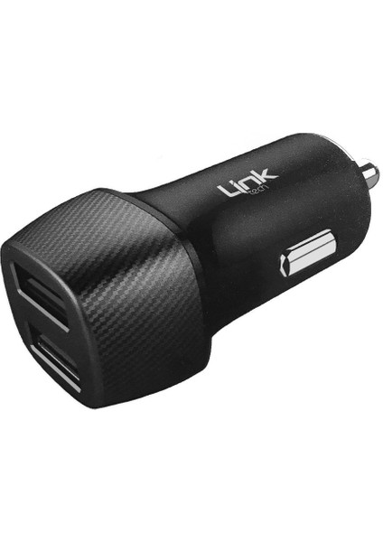 Linktech C490 Çift Girişli Araç Içi Şarj Aleti Adaptör (Başlık) 2.4A Siyah