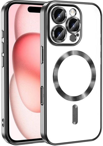 Apple Iphone 16 Pro Max Kılıf Renkli Kenarlı Kamera Korumalı Arkası Şeffaf Magsafeli Demre Silikon