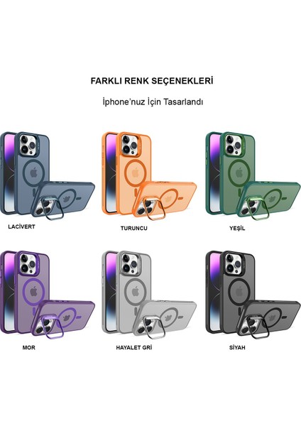Iphone 15 Pro Max Kılıf Flet Lens Magsafe Kapak - Turuncu 13
