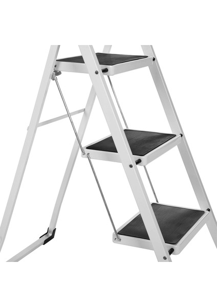 Songmıcs 3 Basamaklı Merdiven, Ağır Hizmet Tipi Çelik, Katlanır, Kaymaz Paspaslı Portatif Maksimum 150 Kg'a Kadar Yük Kapasitesi Tüv Rheinland Tarafından Test Edilmiş ve Onaylanmıştır GSL03WT modelleri