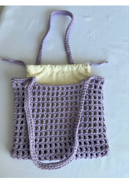 Dafne Dükkan El Örgüsü File Kroşe Çanta Crochet Bag Lila Rengi