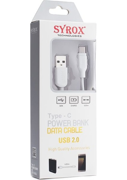 C69 2.0A 20cm USB-A - Type-C Şarj & Data Kablosu - Beyaz fiyatları