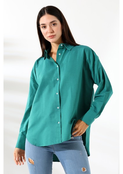 Oversize Koyu Yeşil Kadın Gömlek fiyatları