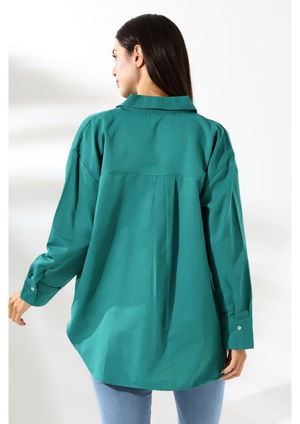 Oversize Koyu Yeşil Kadın Gömlek fırsatları