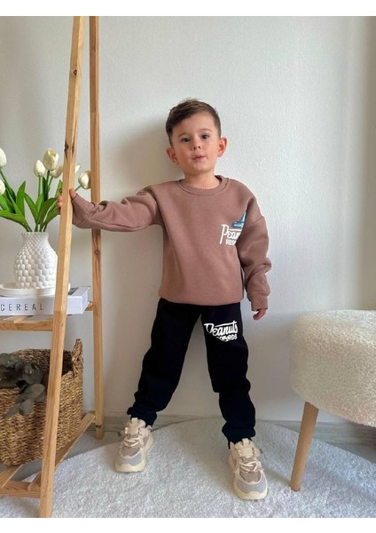 Erkek Çocuk Baskılı Sweatshirt Takım modelleri