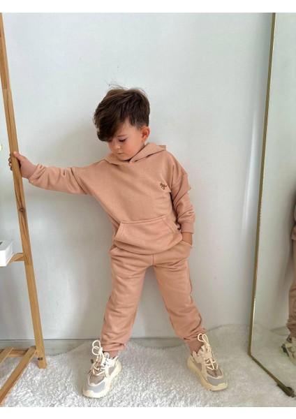 Erkek Çocuk Dino Nakışlı Kanguru Cepli Kapüşonlu Takım fiyatları