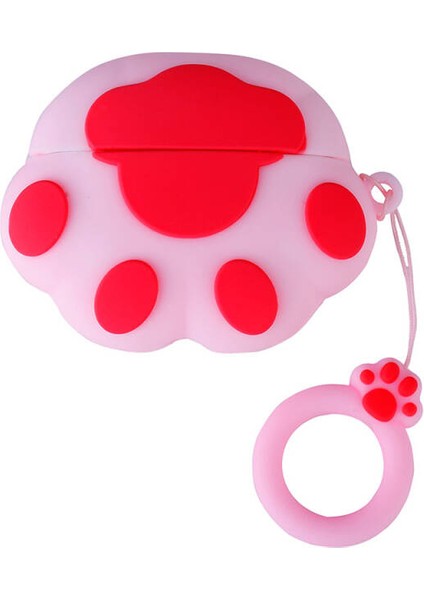 Apple Airpods Pro 2 Tpu Kabartmalı Pembe Kedi Patisi Figürlü Ipli Airbag-37 Silikon Kılıf