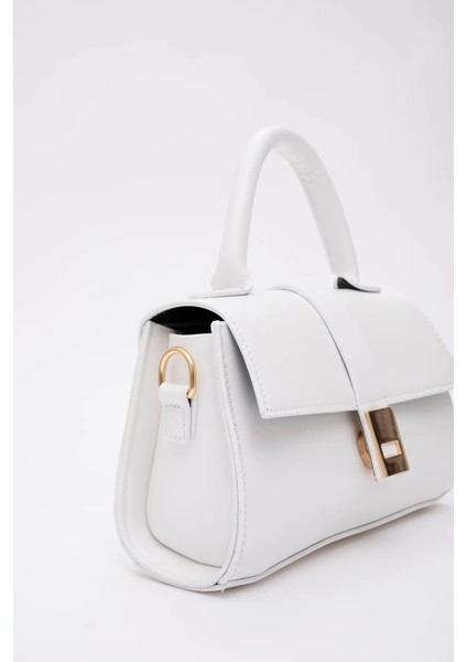 Beyaz Asia Suni Deri Çıtçıtlı Ayarlanabilir Askılı Kadın El, Kol ve Omuz Çantası fırsatları