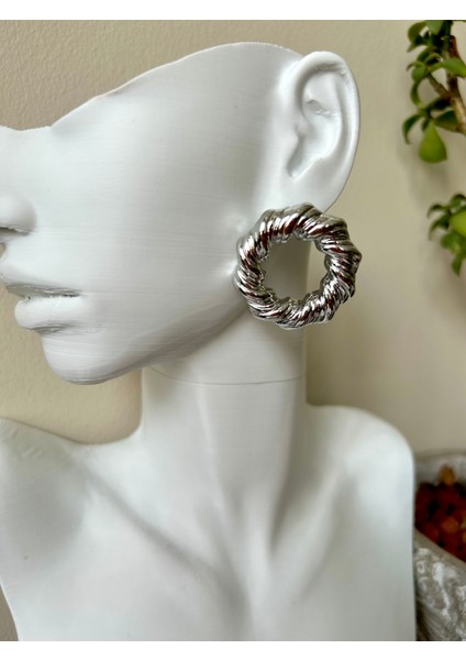 Yuvarlak Halka Şeklinde Modern Pinterest Küpe