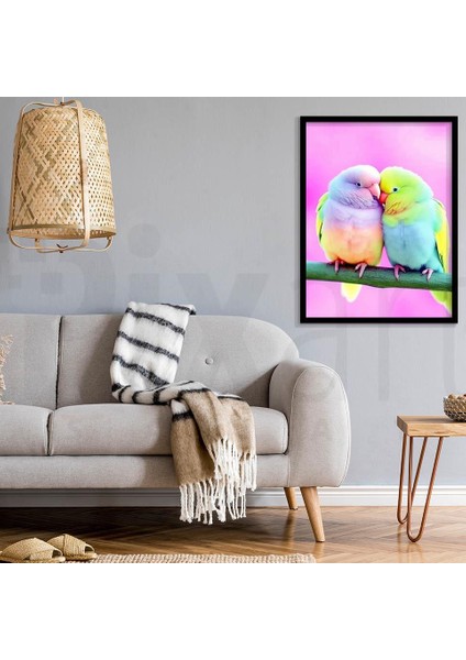 Renkli Kuş 30 x 40 cm Elmas Mozaik Tablo modelleri