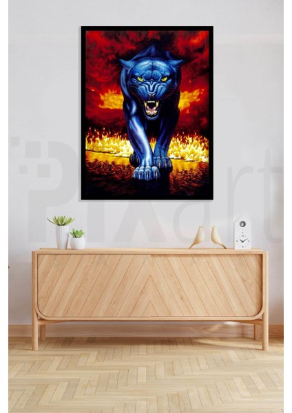 30 x 40 cm Alevli Panter Elmas Mozaik Tablo modelleri