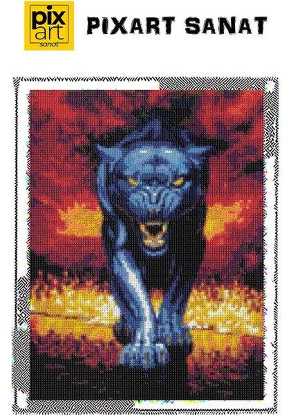 30 x 40 cm Alevli Panter Elmas Mozaik Tablo fırsatları