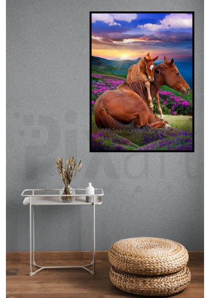 Tarlada Annesiyle Bir Tay 30 x 40 cm Elmas Mozaik Tablo fiyatları