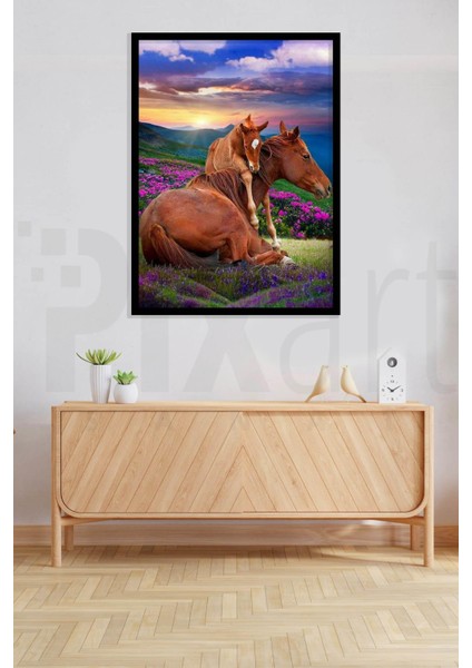 Tarlada Annesiyle Bir Tay 30 x 40 cm Elmas Mozaik Tablo modelleri