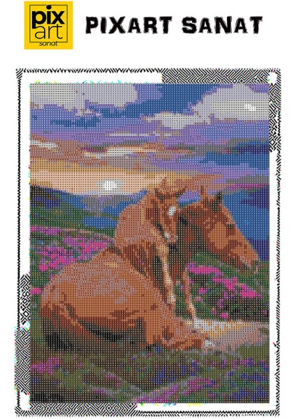 Tarlada Annesiyle Bir Tay 30 x 40 cm Elmas Mozaik Tablo fırsatları