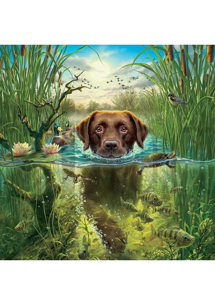 Köpek Yavrusu 30 x 30 cm Elmas Mozaik Tablo