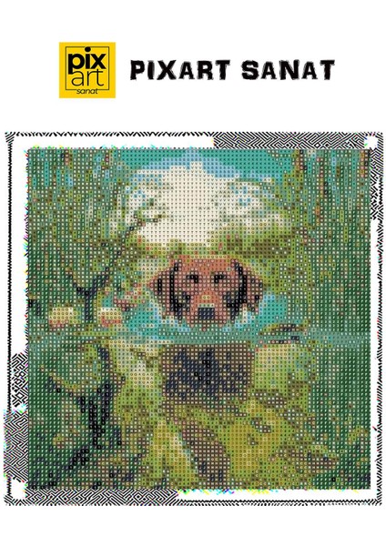 Köpek Yavrusu 30 x 30 cm Elmas Mozaik Tablo