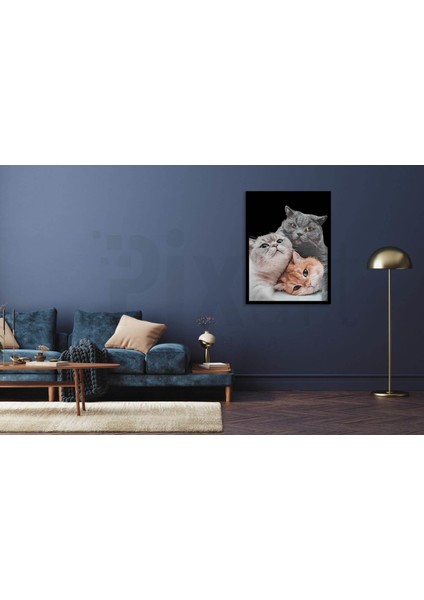 3 Kedi, 40 x 50 cm Elmas Mozaik Tablo fiyatları