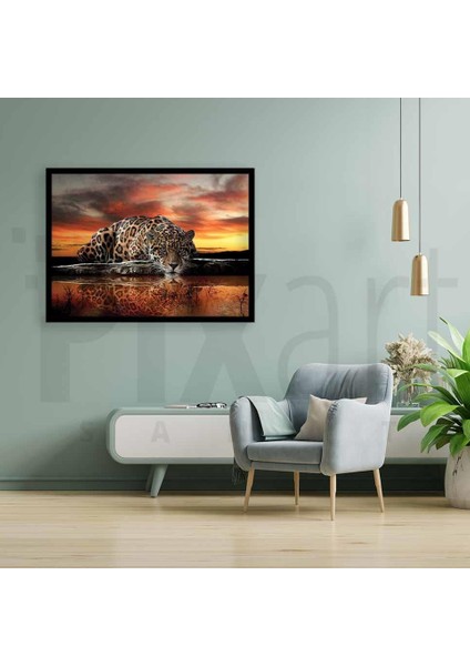 Gün Batımında Leopar 30 x 40 cm Elmas Mozaik Tablo fiyatları
