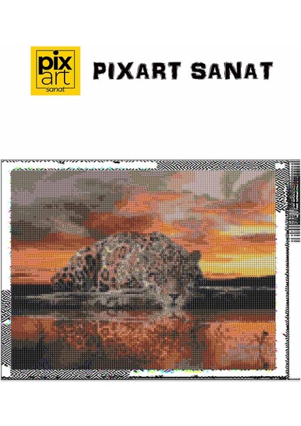Gün Batımında Leopar 30 x 40 cm Elmas Mozaik Tablo fırsatları