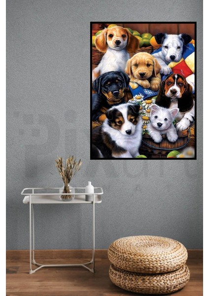 Köpekler 40 x 30 cm Elmas Mozaik Tablo fiyatları