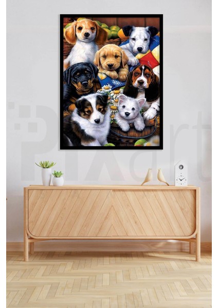 Köpekler 40 x 30 cm Elmas Mozaik Tablo modelleri
