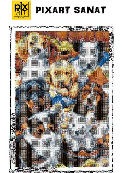 Köpekler 40 x 30 cm Elmas Mozaik Tablo fırsatları