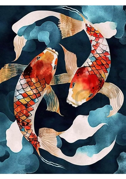 Sazan Balığı 30 x 40 cm Elmas Mozaik Tablo