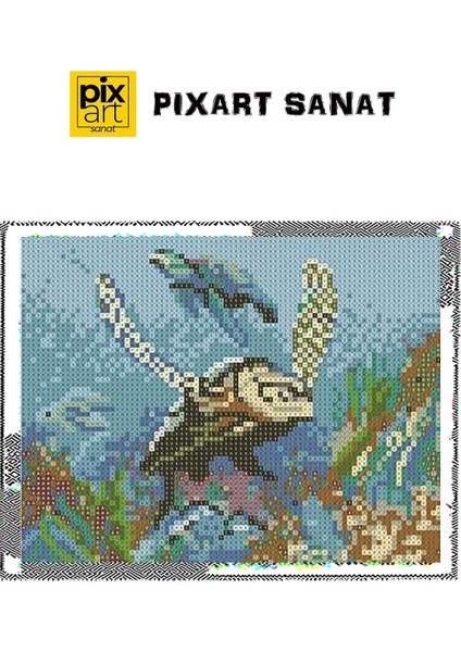 Yüzen Kaplunbağalar 25 x 30 cm Elmas Mozaik Tablo fırsatları