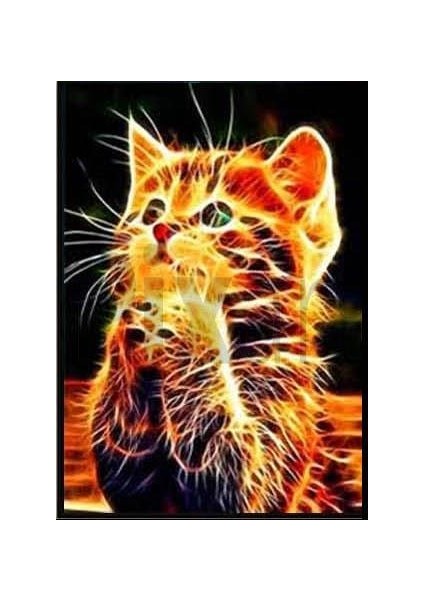 Kedi 30 x 40 cm Elmas Mozaik Tablo