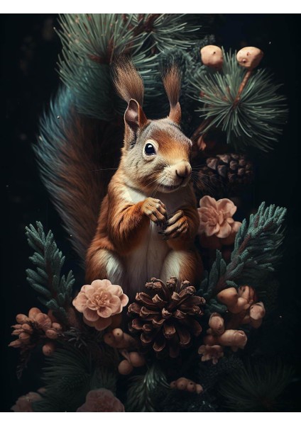 Şimşek Kurdu Sincap 30 x 40 cm Elmas Mozaik Tablo