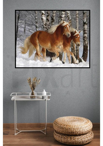 Ormanda Dörtnala Koşan Atlar 30 x 40 cm Elmas Mozaik Tablo fiyatları