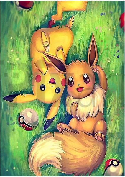 Sarı Tavşanlar Pikachu 30 x 40 cm Elmas Mozaik Tablo