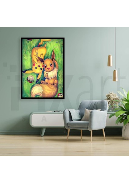 Sarı Tavşanlar Pikachu 30 x 40 cm Elmas Mozaik Tablo