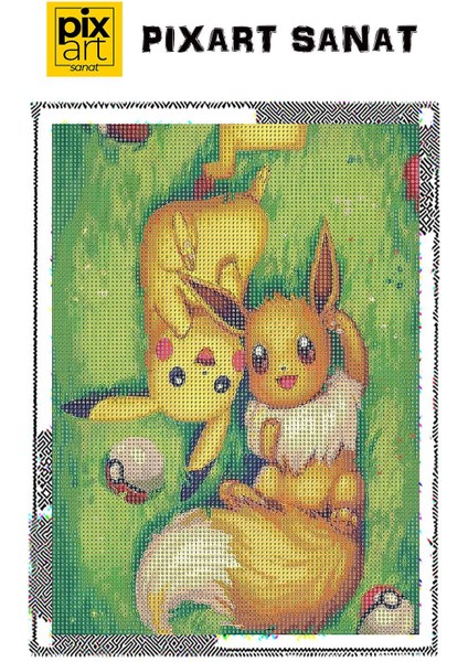 Sarı Tavşanlar Pikachu 30 x 40 cm Elmas Mozaik Tablo