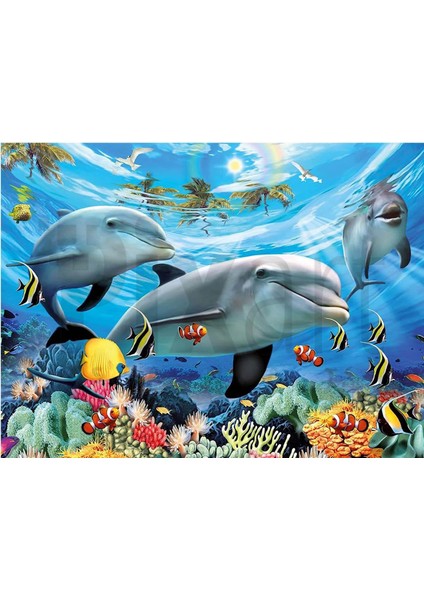 Okyanusta Su Altı Dünyası 30 x 40 cm Elmas Mozaik Tablo