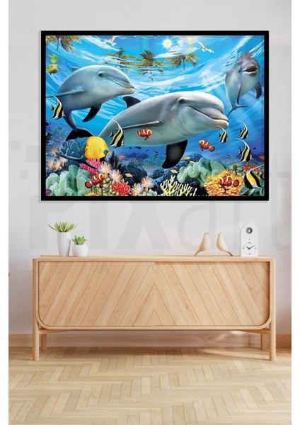 Okyanusta Su Altı Dünyası 30 x 40 cm Elmas Mozaik Tablo modelleri