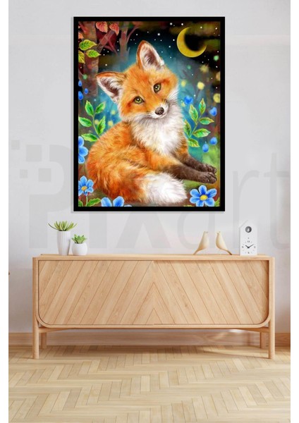 Tilkiler 30 x 40 cm Elmas Mozaik Tablo modelleri