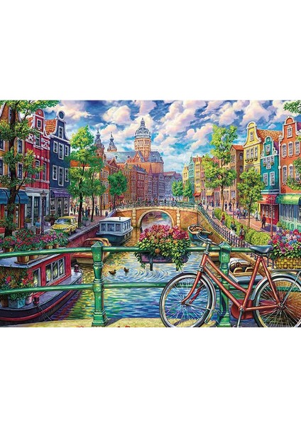 30 x 40 cm Yeşil Amsterdam Nehir Elmas Mozaik Tablo