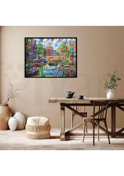30 x 40 cm Yeşil Amsterdam Nehir Elmas Mozaik Tablo fiyatları