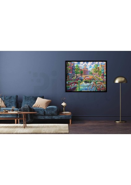 30 x 40 cm Yeşil Amsterdam Nehir Elmas Mozaik Tablo modelleri
