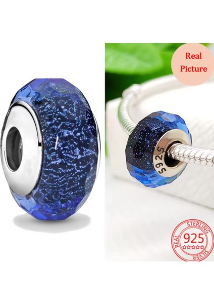 925 Ayar Işık Yayan Mavi Murano Cam Charm fiyatları