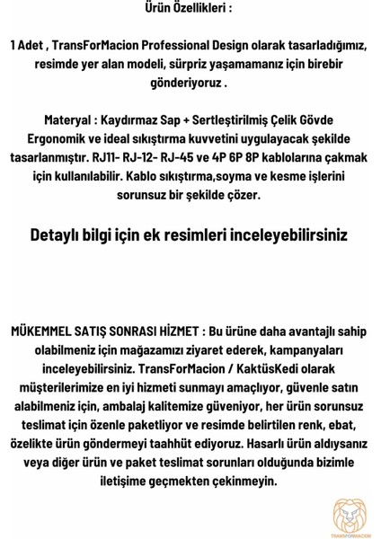 Kablo Sıkma ve Soyma Pensesi Rj-11-Rj-12-Rj-45 4p 6p 8p 720854